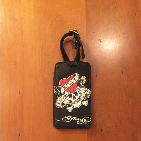 Ed Hardy Accessories - Vintage Ed Hardy leather luggage tag
